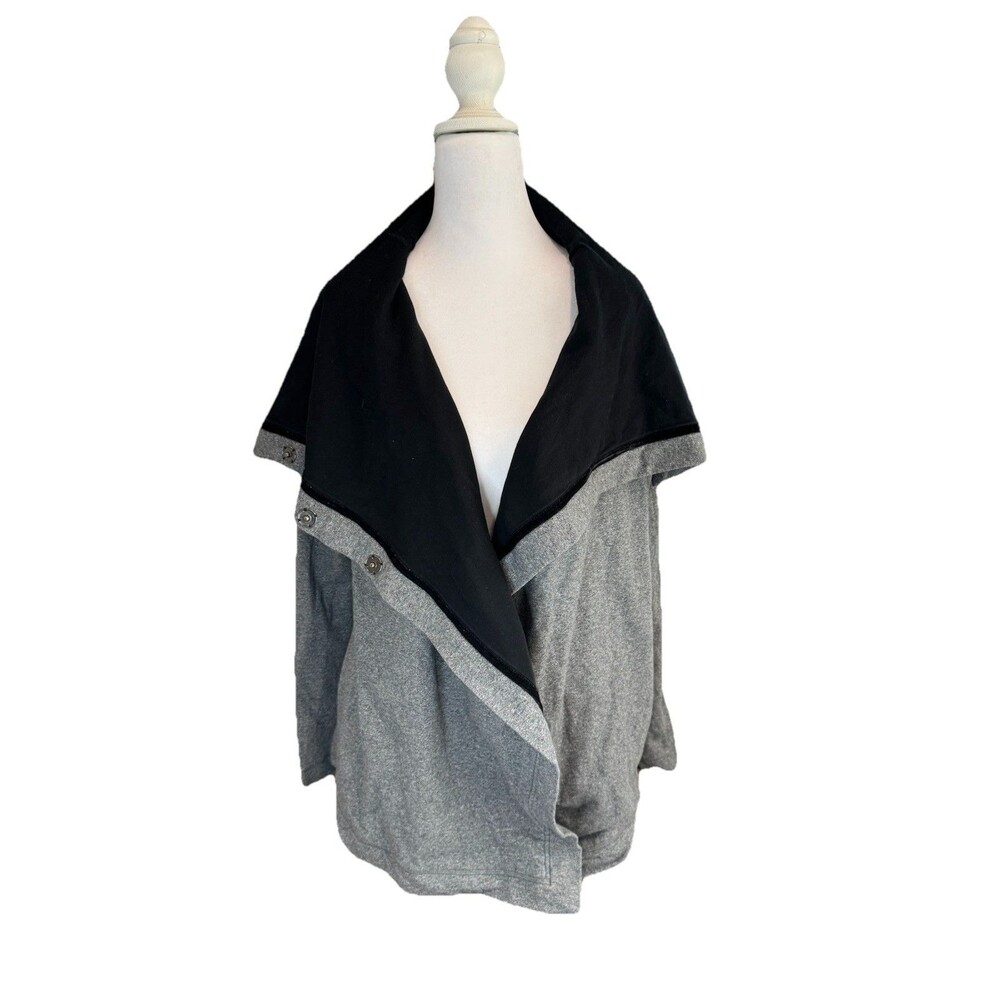 Lululemon Savasana Wrap Drape Jacket Cowl Neck Snap Closure Yoga Gray Size 4